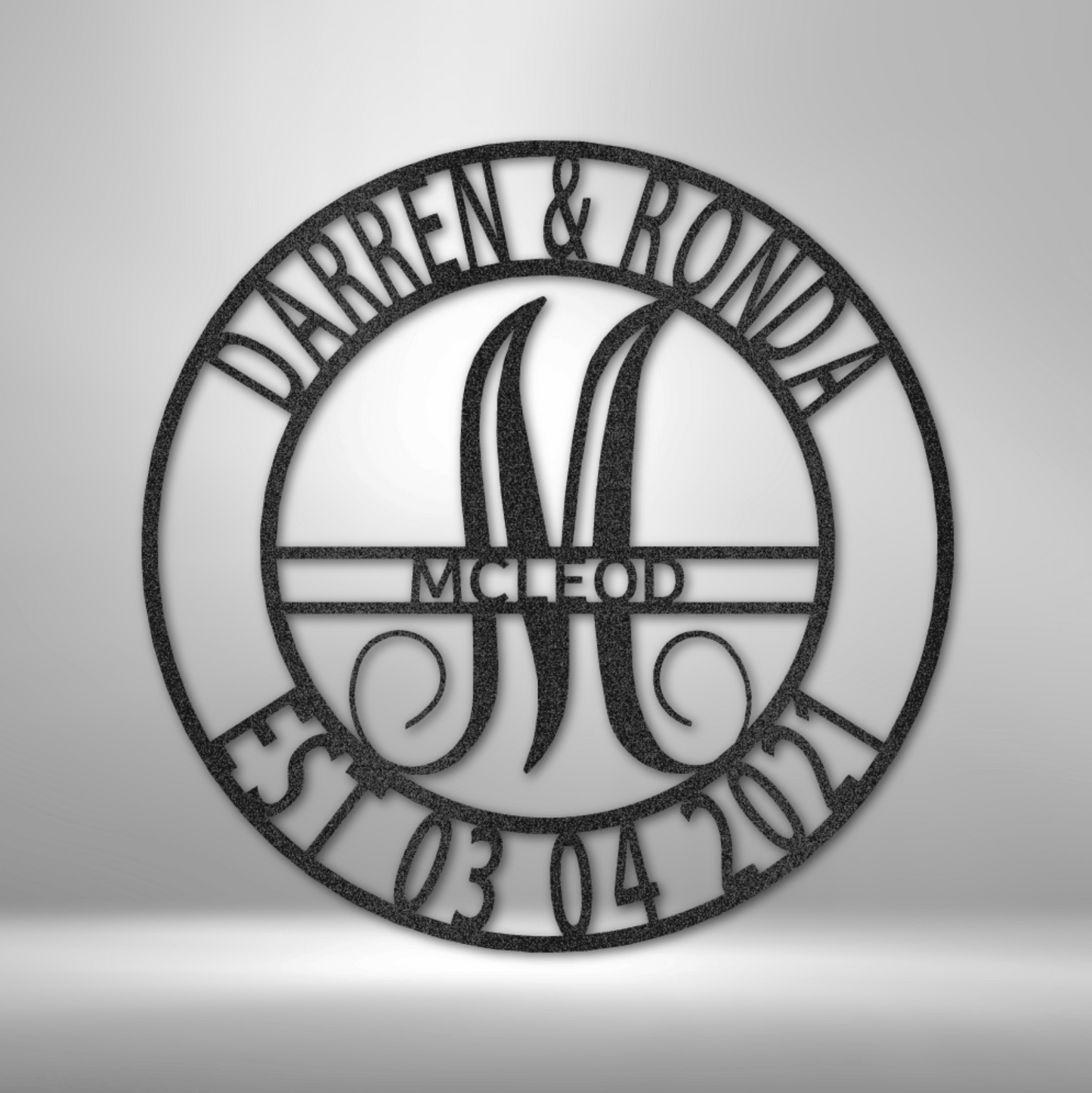 Monogram Family Name Steel Sign