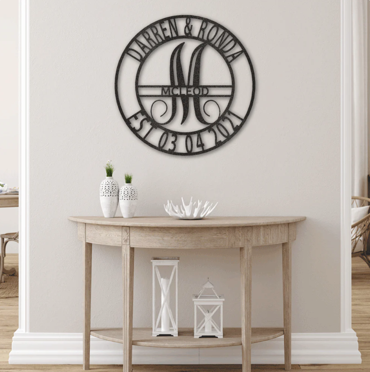 Monogram Family Name Steel Sign