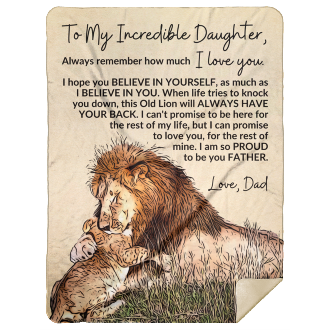 To My Daughter | This Old Lion Will Always Have Your Back | Blanket from Dad