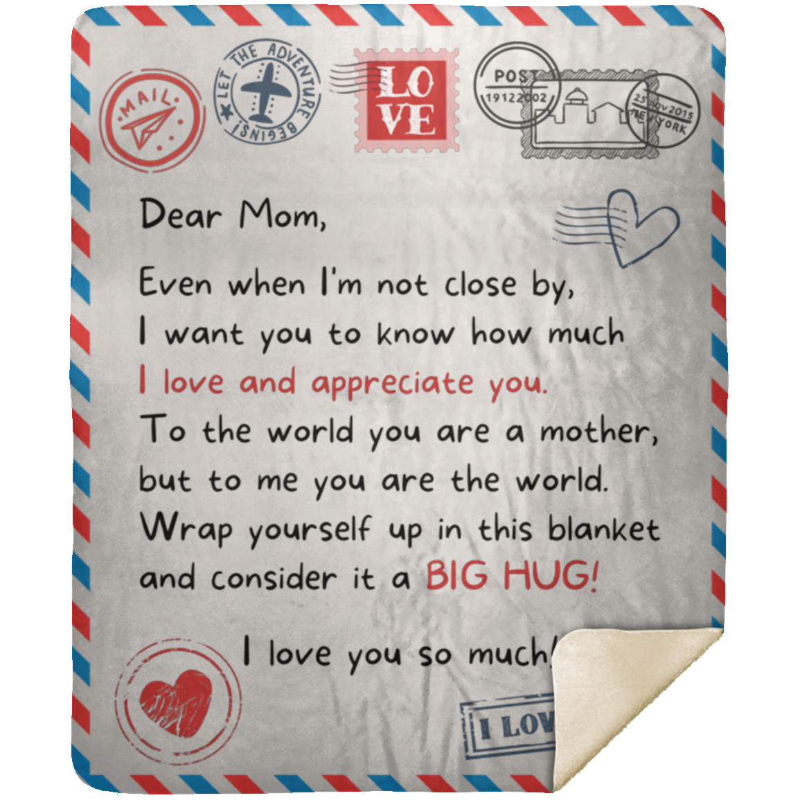 Letter to Mom | I Love and Appreciate You | Blanket from Son/Daughter