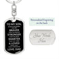 To My Son Dog Tag Keychain | Gift from Dad | Braver, Stronger, Smarter, Loved