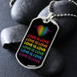 Love Is Love Heartbeat Dog Tag Necklace | Gay Pride Rainbow Necklace