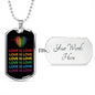 Love Is Love Heartbeat Dog Tag Necklace | Gay Pride Rainbow Necklace