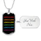 Love Is Love Dog Tag Necklace | Gay Pride Rainbow Necklace