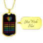 Love Is Love Heartbeat Dog Tag Necklace | Gay Pride Rainbow Necklace
