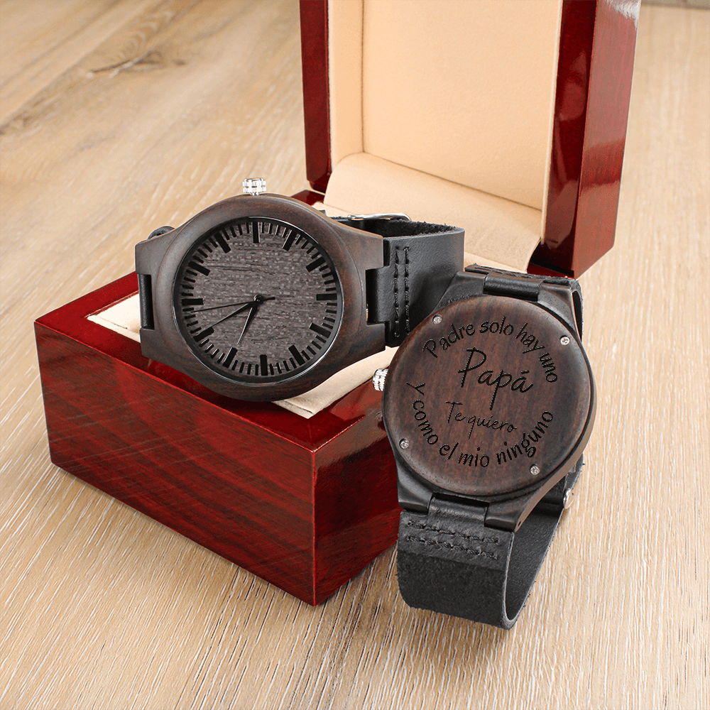 Gift for Spanish Papá | Engraved Wooden Watch | Solo Un Padre