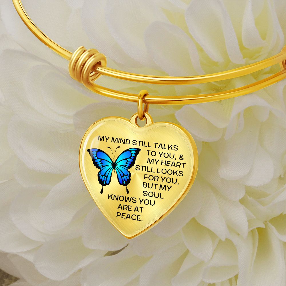 Heart Charm Remembrance Bangle Bracelet | Loss of Loved One Memorial Gift