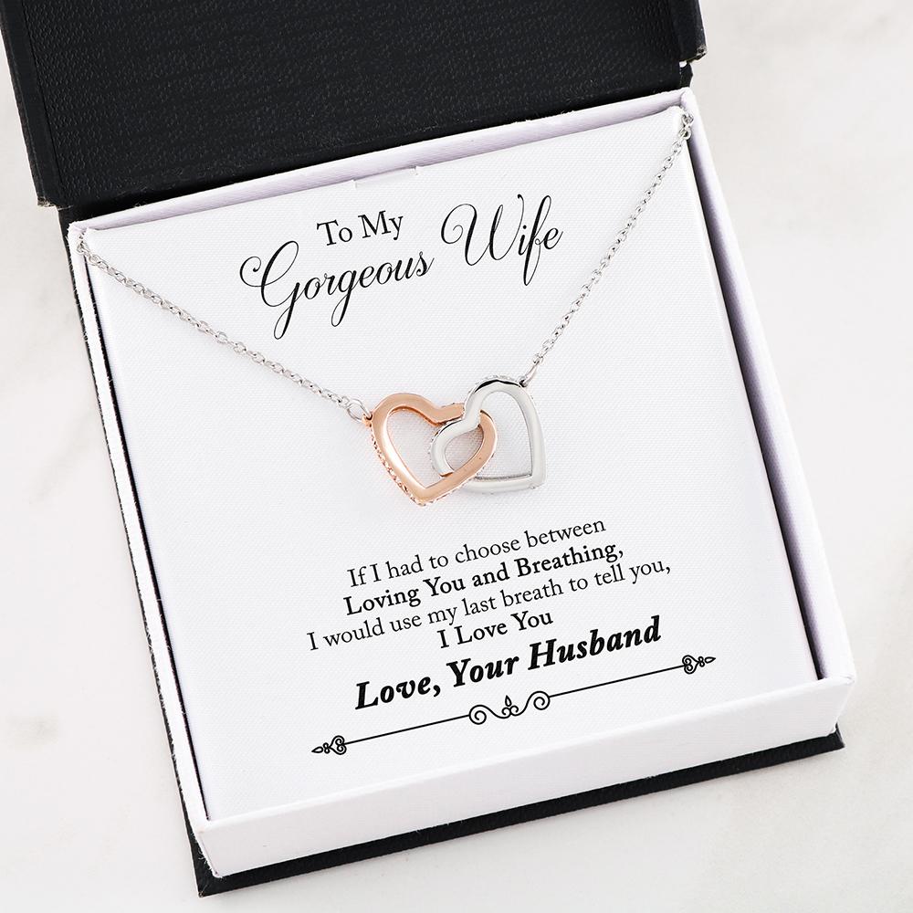 Husband to Wife Interlocking Hearts Necklace - Last Breath