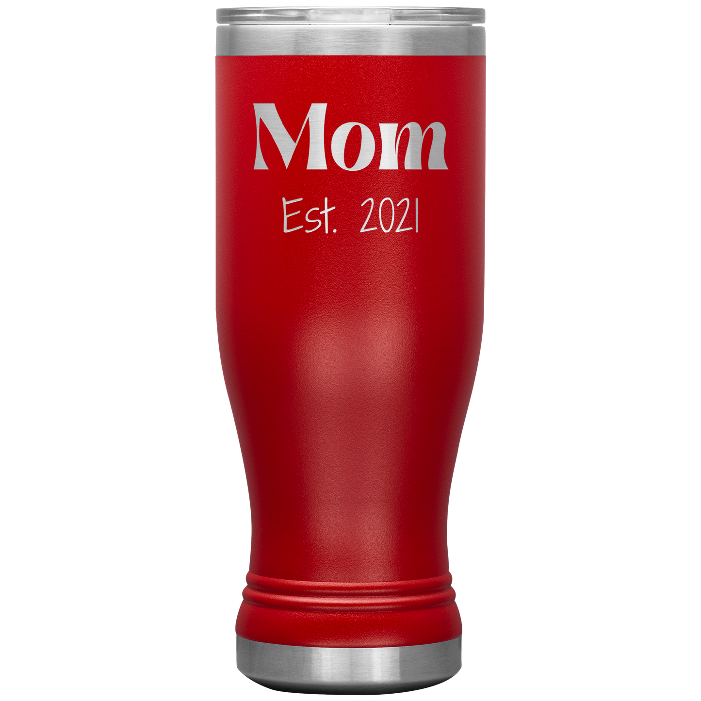 "Mom Est. 2021" Insulated Stainless Steel Boho Tumbler with Lid