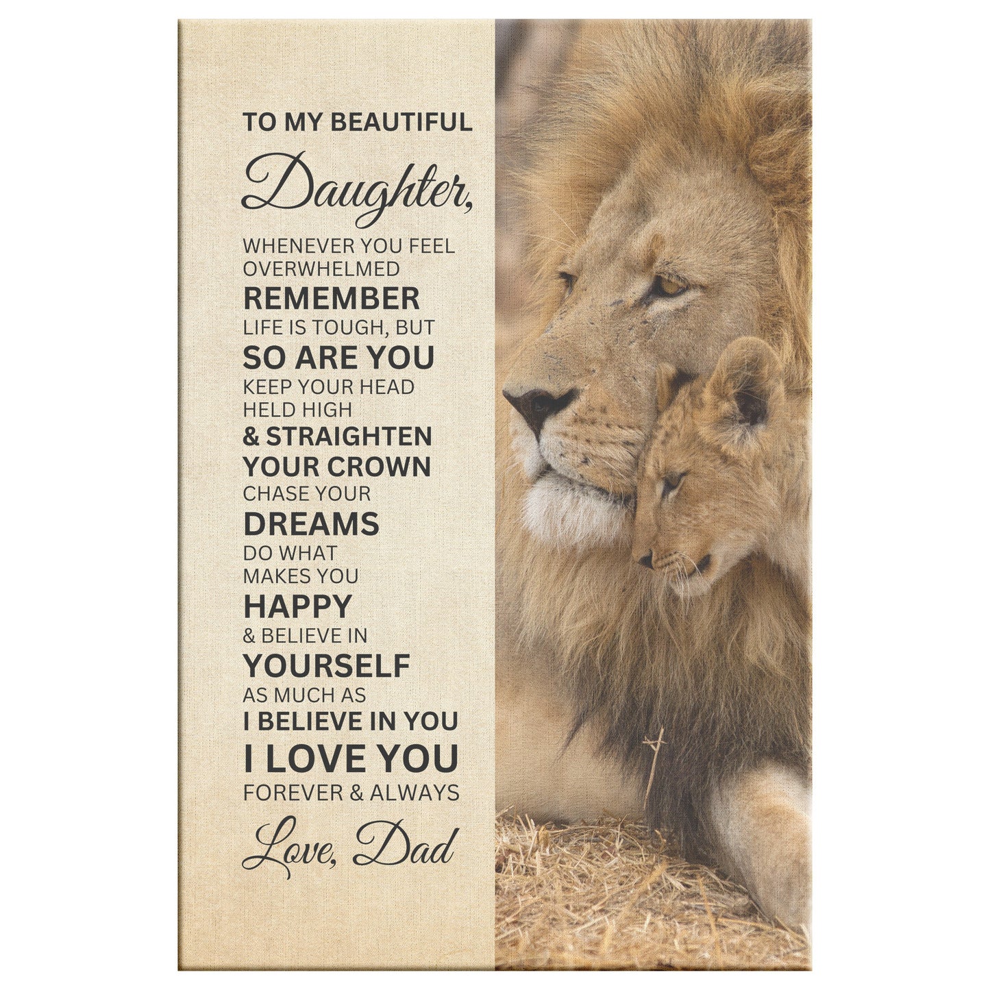To My Daughter |  Straighten Your Crown | Canvas Print from Dad 8.29