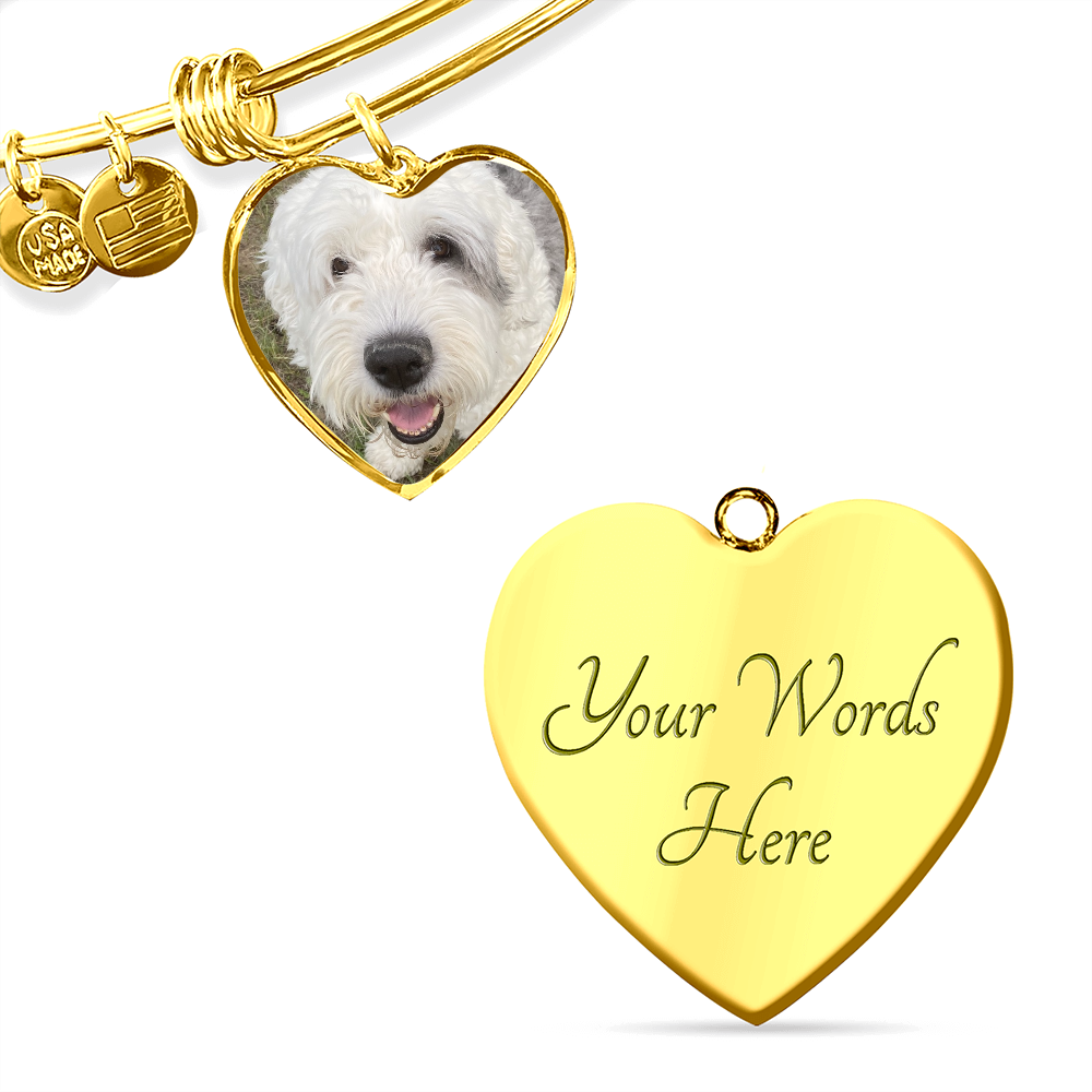 Personalized Pet Photo Heart Bangle Bracelet