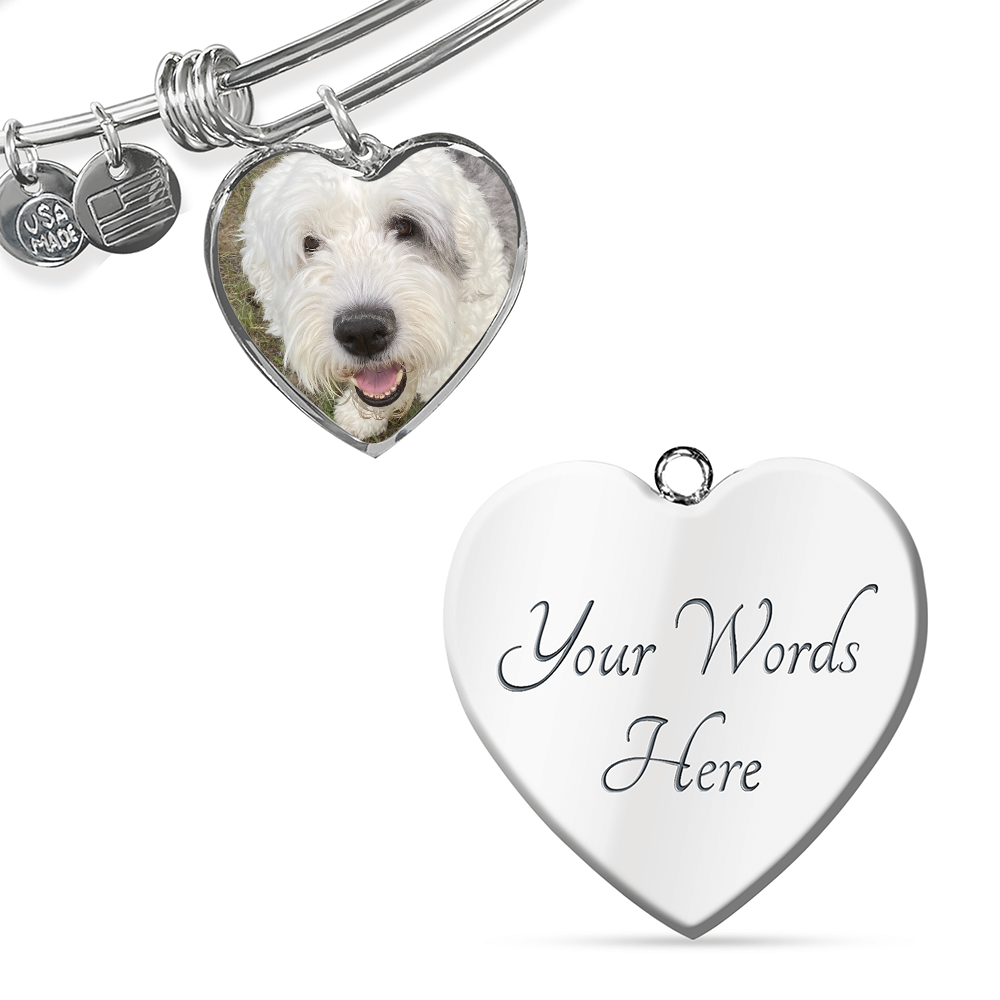 Personalized Pet Photo Heart Bangle Bracelet