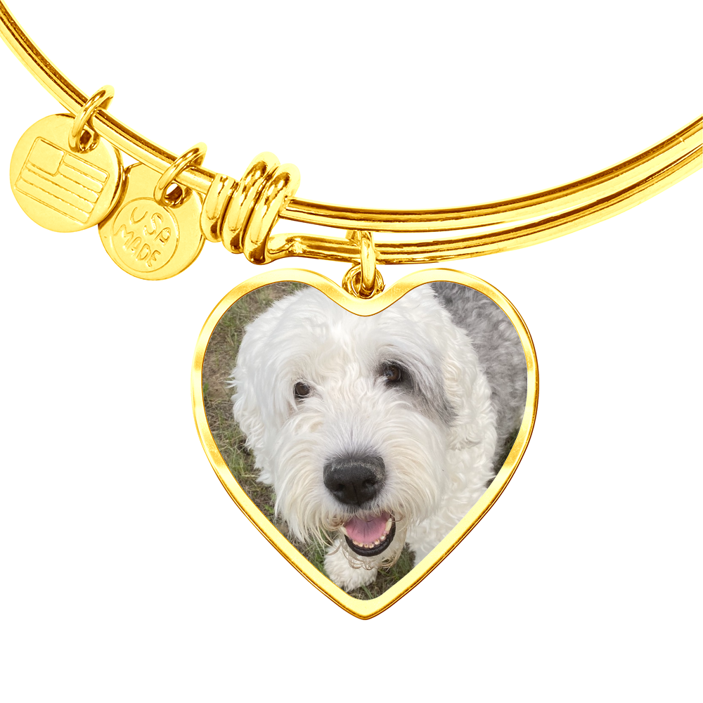 Personalized Pet Photo Heart Bangle Bracelet