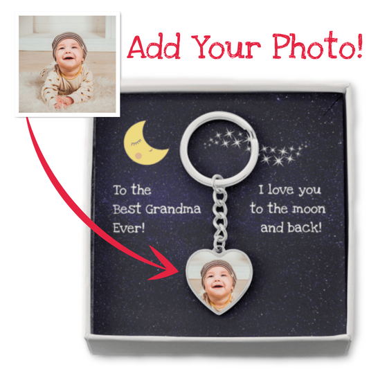 I Love You to the Moon and Back | Gift for Grandma | Custom Photo Keychain