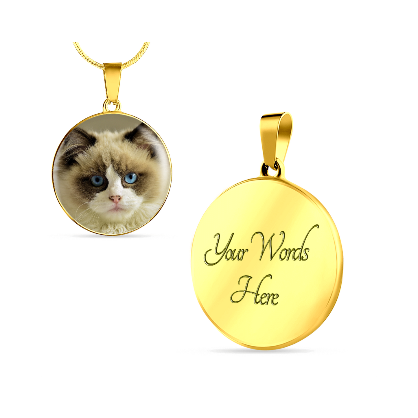 Rainbow Bridge Cat Photo Necklace | Loss of Cat Memorial Circle Pendant