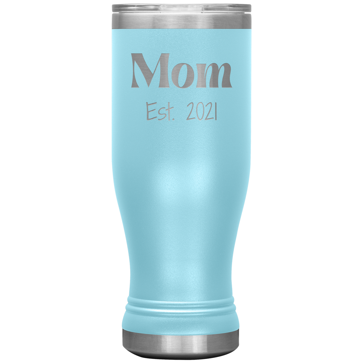 "Mom Est. 2021" Insulated Stainless Steel Boho Tumbler with Lid