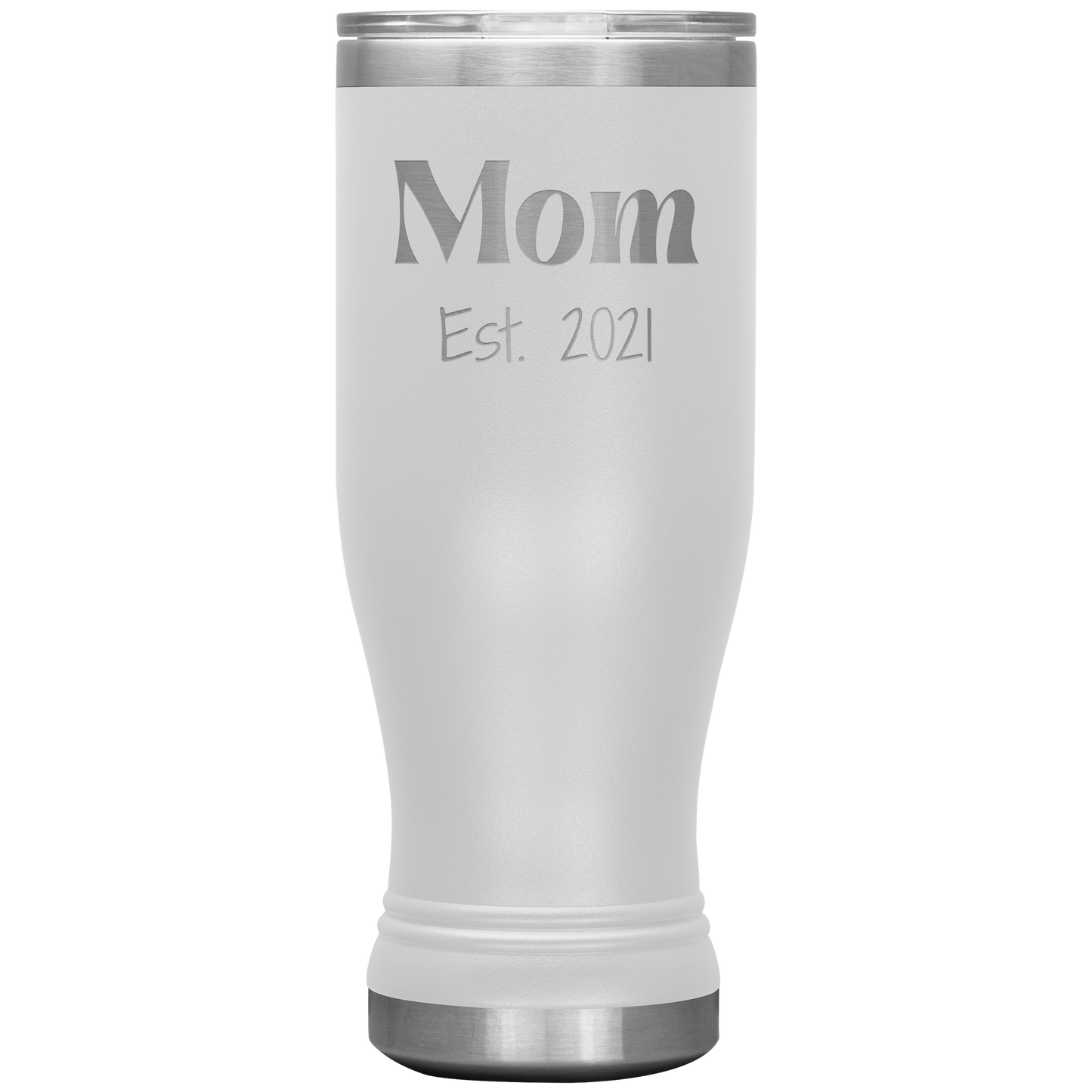 "Mom Est. 2021" Insulated Stainless Steel Boho Tumbler with Lid