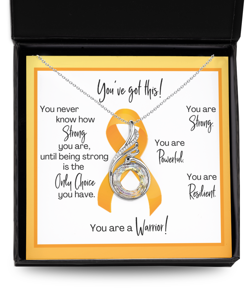 Appendix Cancer Warrior  | Rising Phoenix Necklace | Gift for Support, Fighter, Survivor