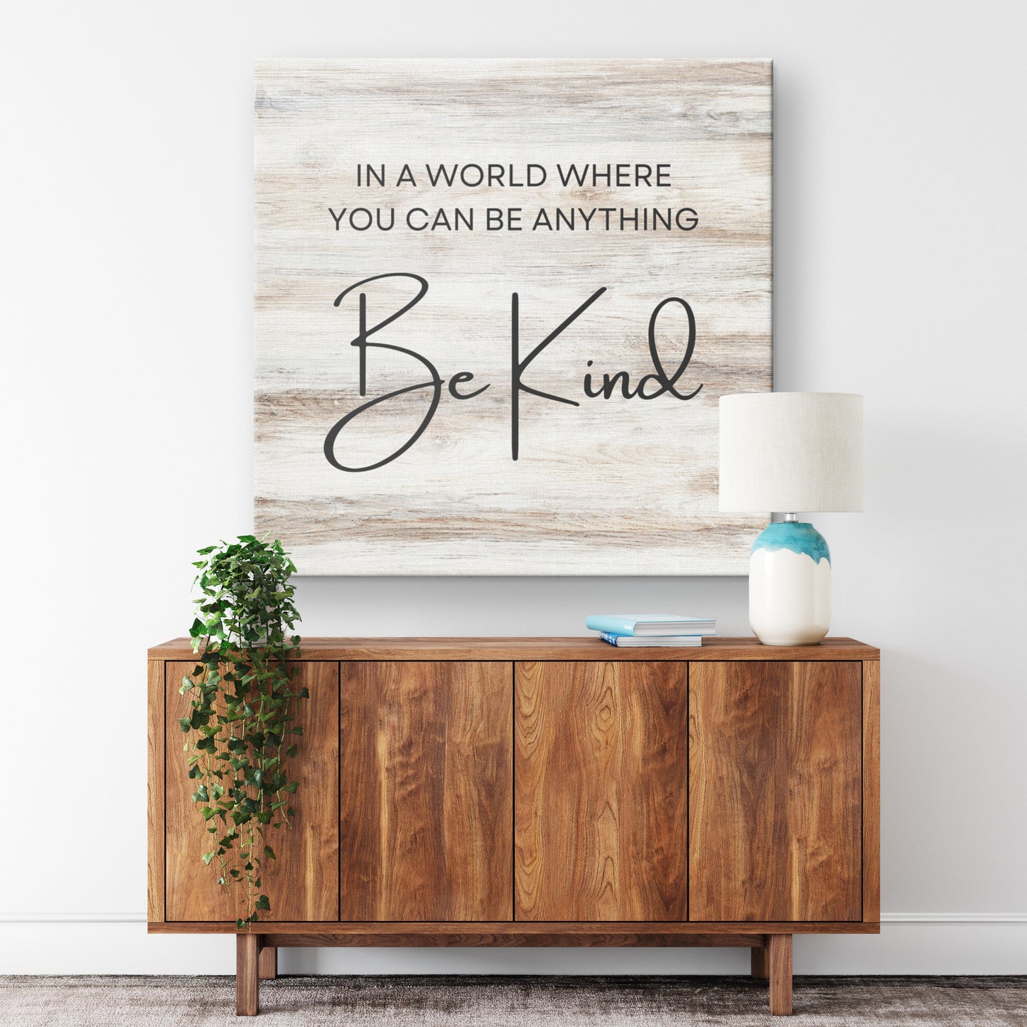 "In A World Where You Can Be Anything, Be Kind" Canvas Wall Art