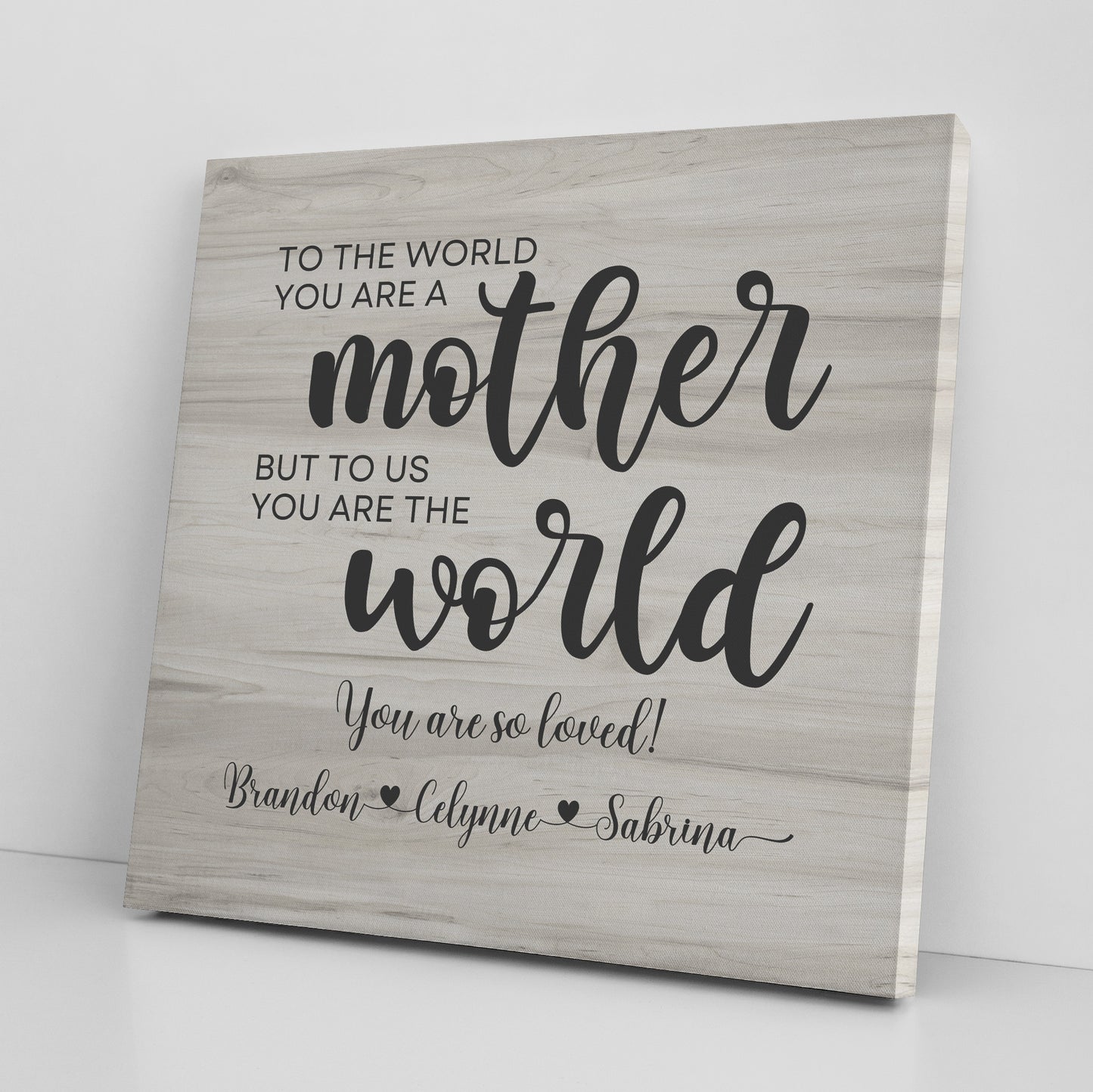 Personalized Gift for Mom "To Us You Are The World" | Custom Canvas Print with Children's Names