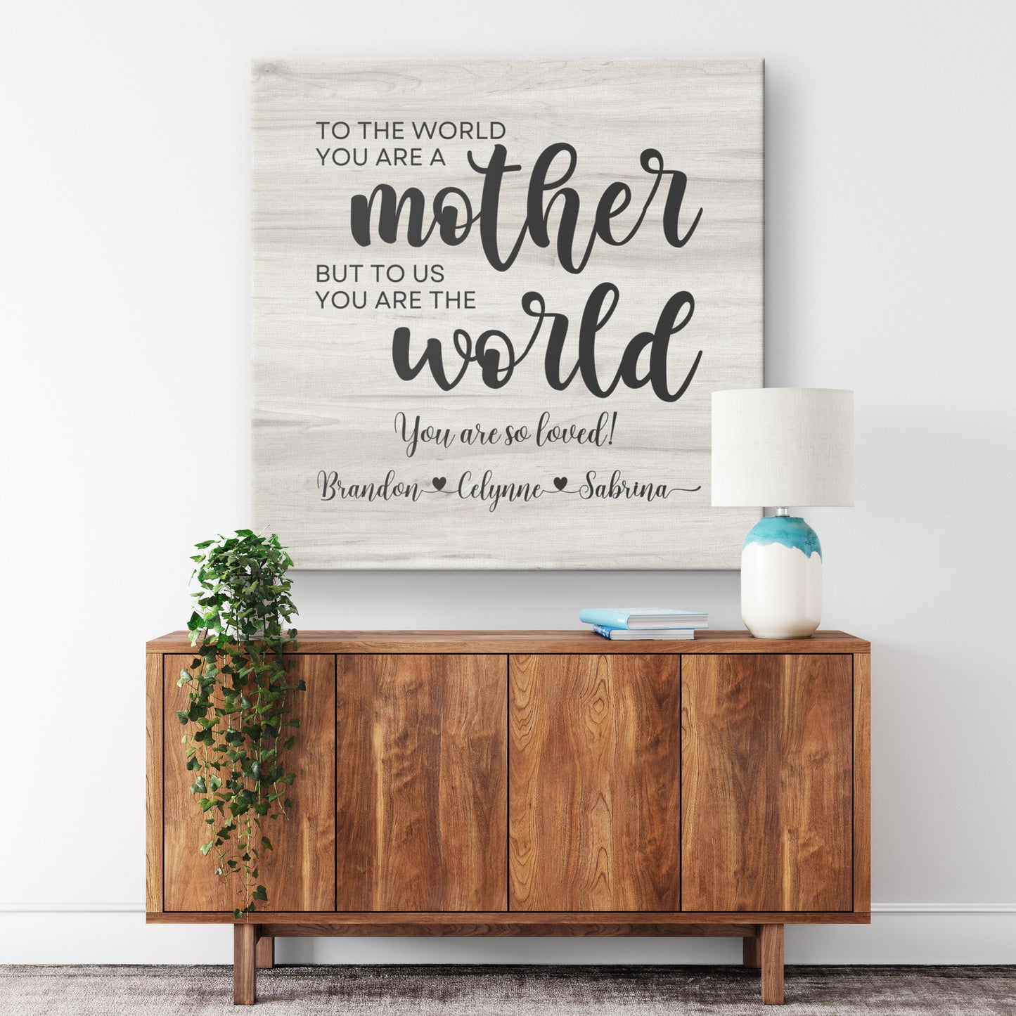 Personalized Gift for Mom "To Us You Are The World" | Custom Canvas Print with Children's Names
