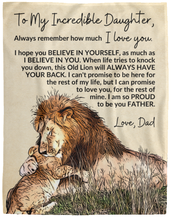To My Daughter | This Old Lion Will Always Have Your Back | Blanket from Dad