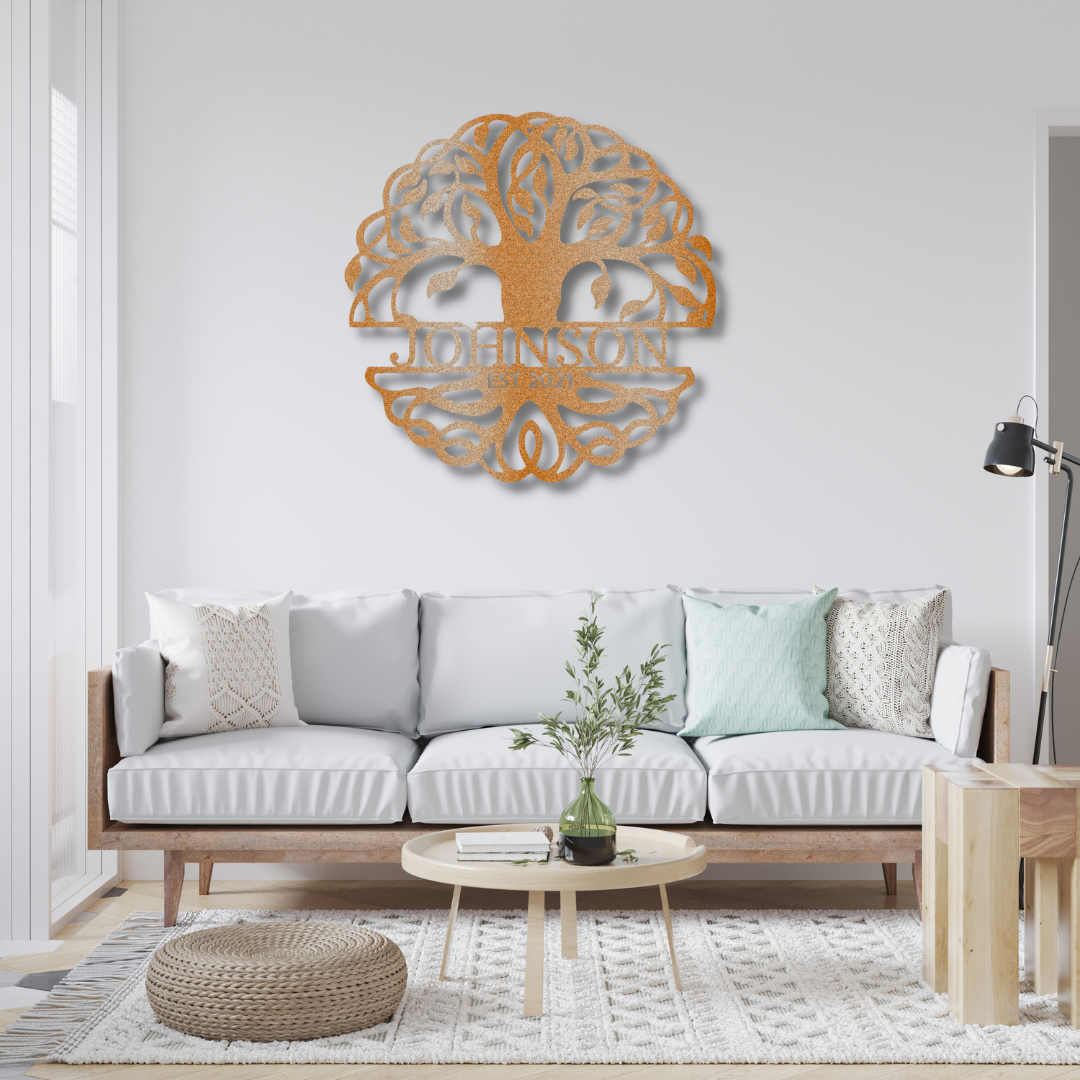 Personalized Tree of Life Family Name Metal Wall Art
