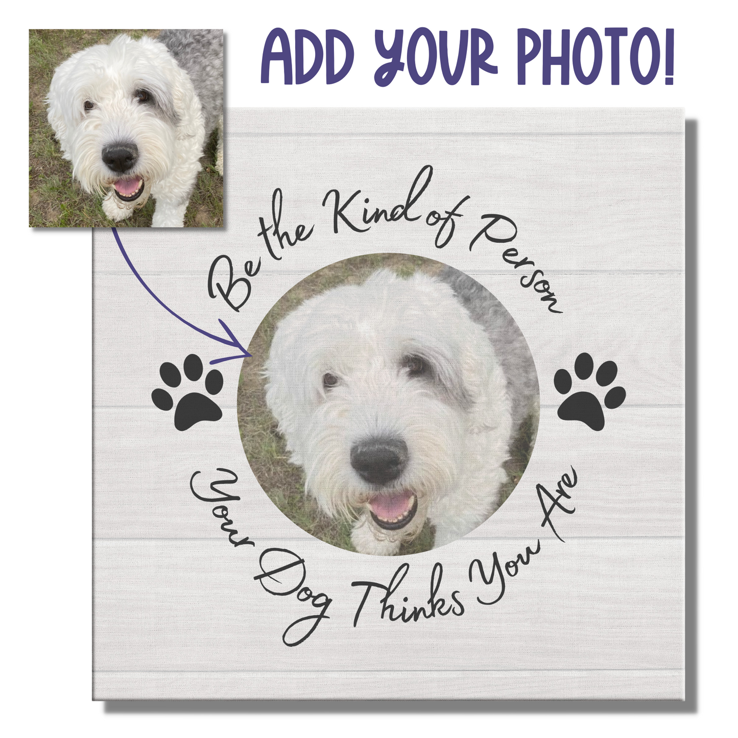 Personalized Photo "Be the Kind of Person Your Dog Thinks You Are" Canvas Wall Art