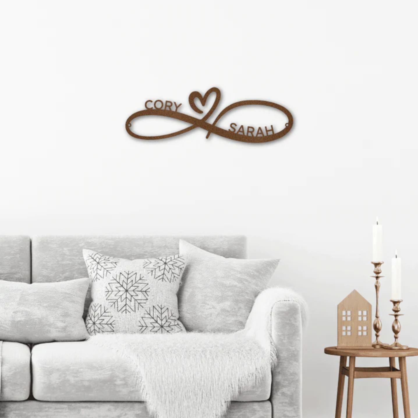 Personalized Metal Wall Art with Infinity Symbol and Couples' First Names