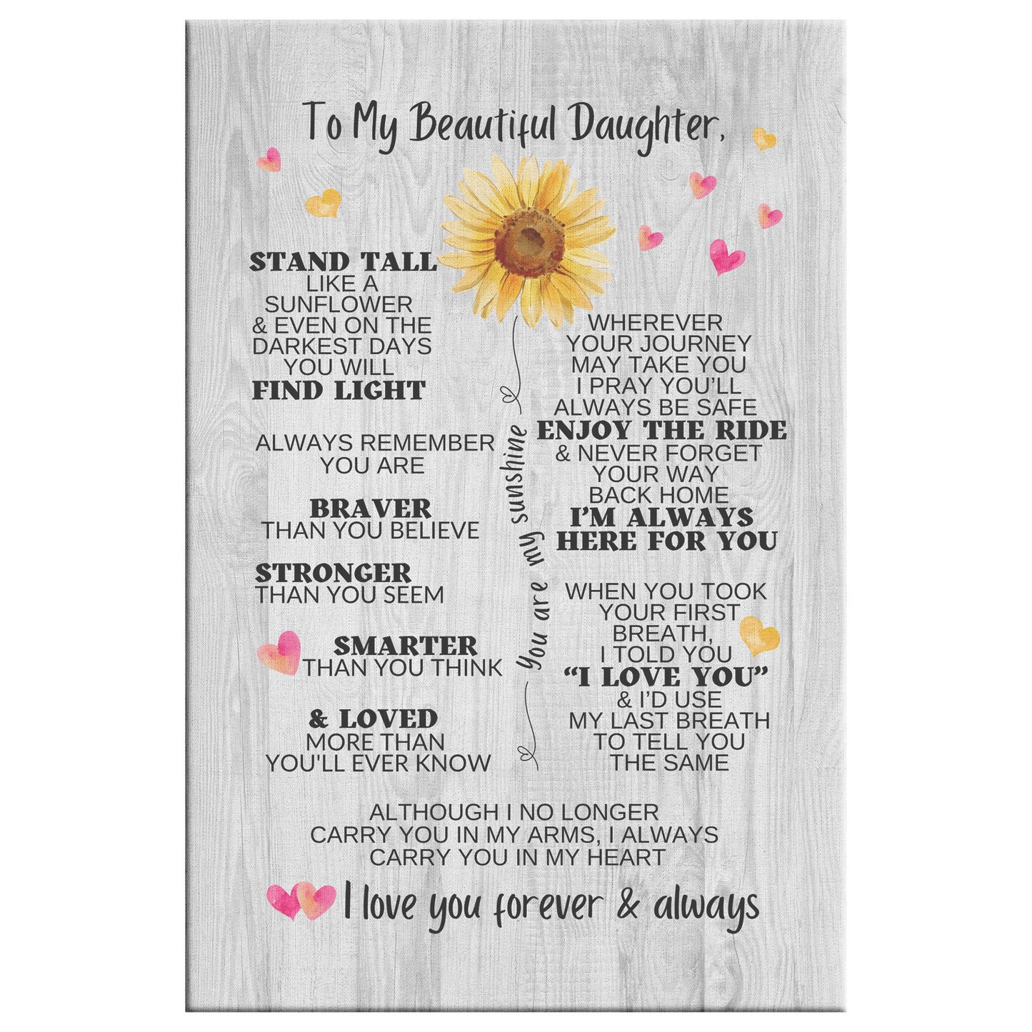 To My Daughter | Stand Tall | Canvas Wall Art