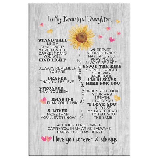 To My Daughter | Stand Tall | Canvas Wall Art