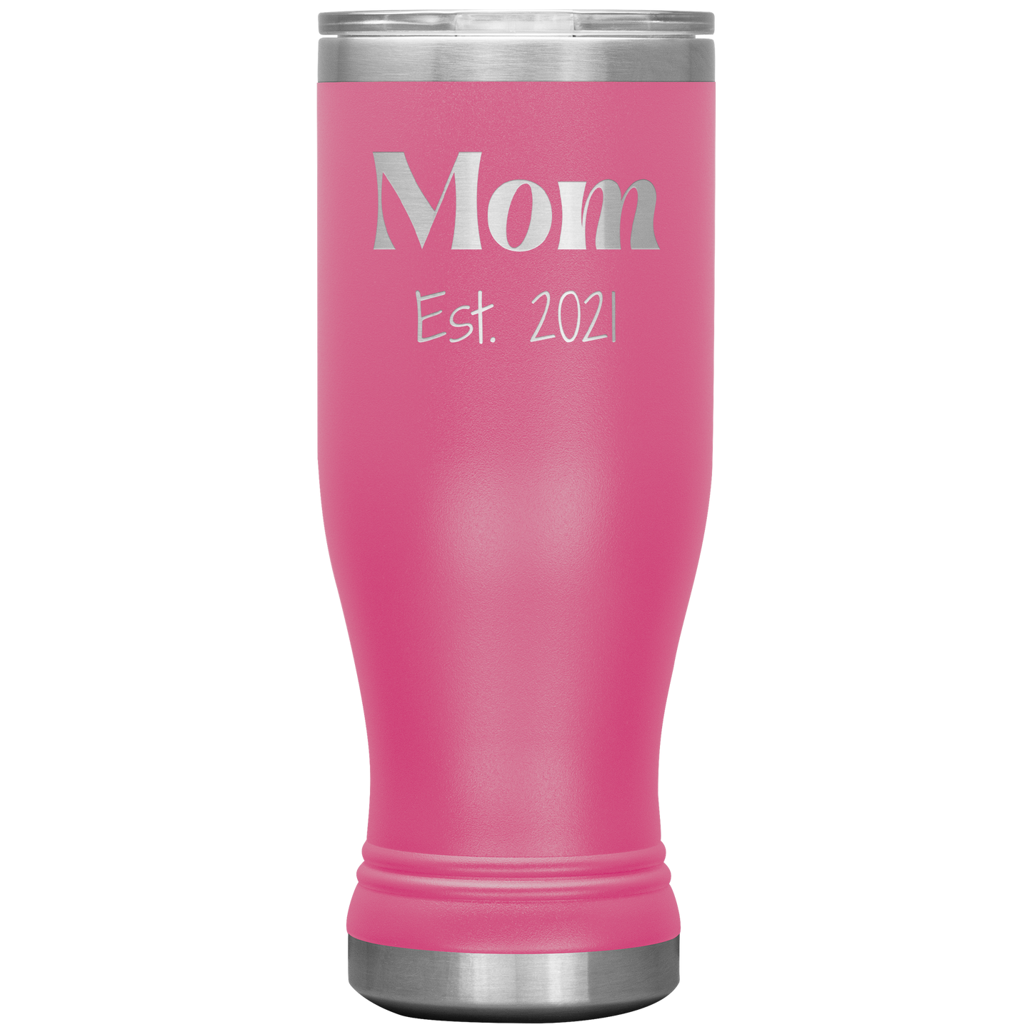 "Mom Est. 2021" Insulated Stainless Steel Boho Tumbler with Lid