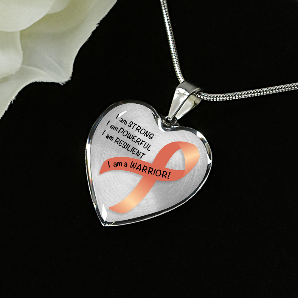 Uterine or Endometrial Cancer Warrior Heart Pendant Necklace | Gift for Survivor, Fighter, Support