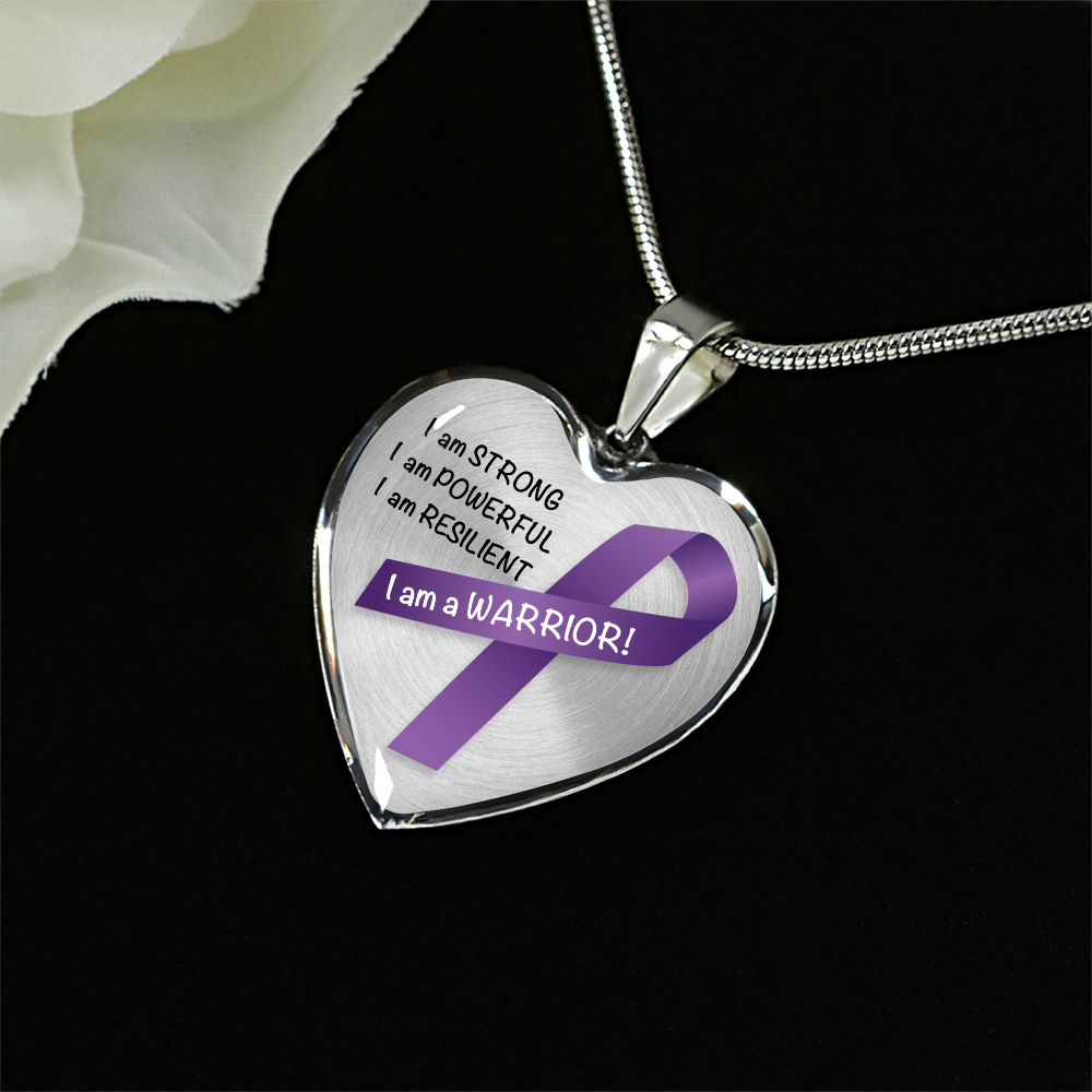 Pancreatic Cancer Warrior Heart Pendant Necklace | Gift for Survivor, Fighter, Support