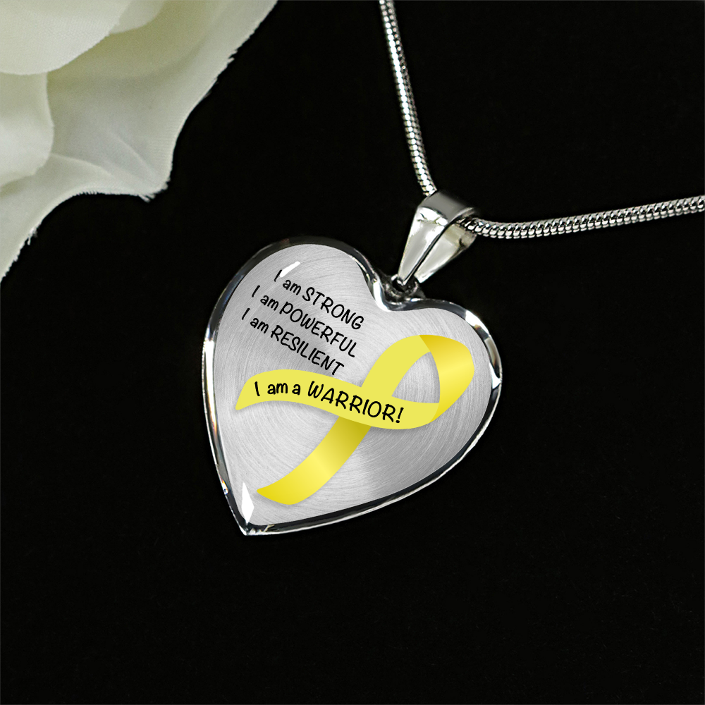 Bone Cancer Warrior Heart Pendant Necklace | Gift for Survivor, Fighter, Support