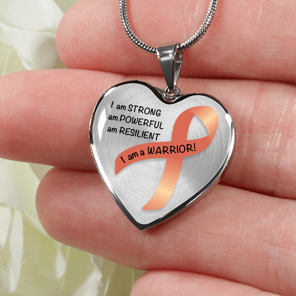 Uterine or Endometrial Cancer Warrior Heart Pendant Necklace | Gift for Survivor, Fighter, Support