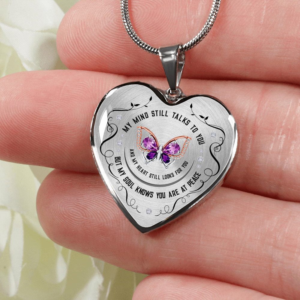 Butterfly Heart Pendant Remembrance Necklace | Loss of Loved One Memorial Gift