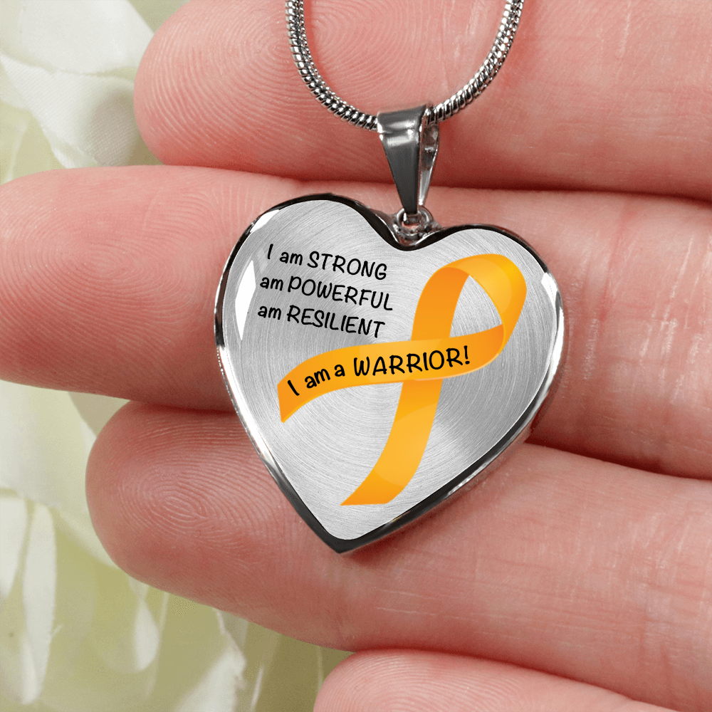 Appendix Cancer Warrior Heart Pendant Necklace | Gift for Survivor, Fighter, Support