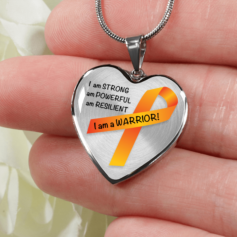 Kidney Cancer Warrior Heart Pendant Necklace | Gift for Survivor, Fighter, Support