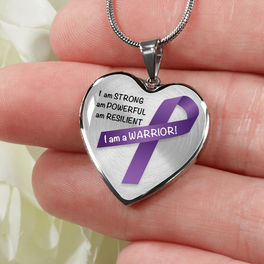 Pancreatic Cancer Warrior Heart Pendant Necklace | Gift for Survivor, Fighter, Support