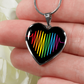Rainbow Heartbeat Necklace | Gay Pride Heart Pendant Necklace