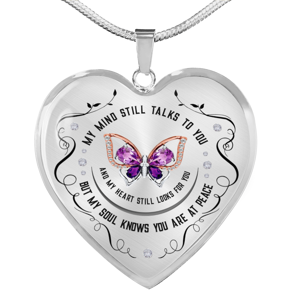 Butterfly Heart Pendant Remembrance Necklace | Loss of Loved One Memorial Gift