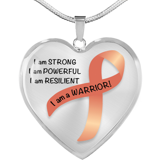 Uterine or Endometrial Cancer Warrior Heart Pendant Necklace | Gift for Survivor, Fighter, Support