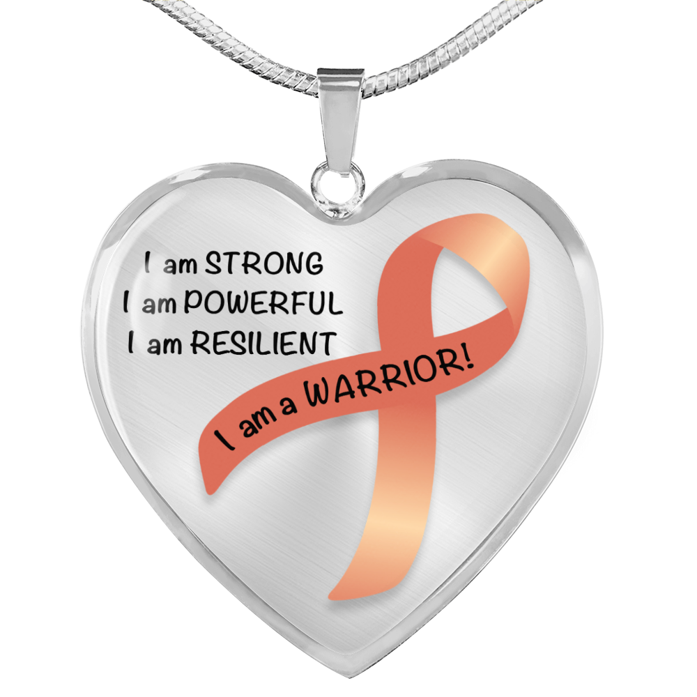 Uterine or Endometrial Cancer Warrior Heart Pendant Necklace | Gift for Survivor, Fighter, Support