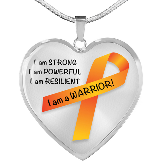Kidney Cancer Warrior Heart Pendant Necklace | Gift for Survivor, Fighter, Support