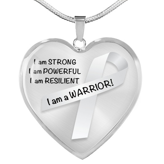 Lung Cancer Warrior Heart Pendant Necklace | Gift for Survivor, Fighter, Support