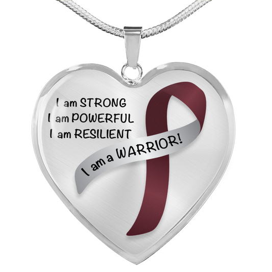 Head and Neck Cancer Warrior Heart Pendant Necklace | Gift for Survivor, Fighter, Support