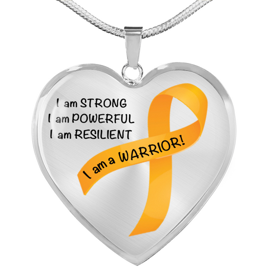 Appendix Cancer Warrior Heart Pendant Necklace | Gift for Survivor, Fighter, Support