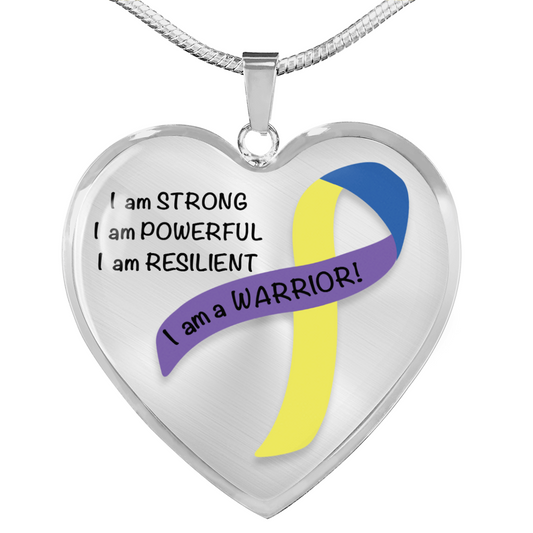 Bladder Cancer Warrior Heart Pendant Necklace | Gift for Survivor, Fighter, Support