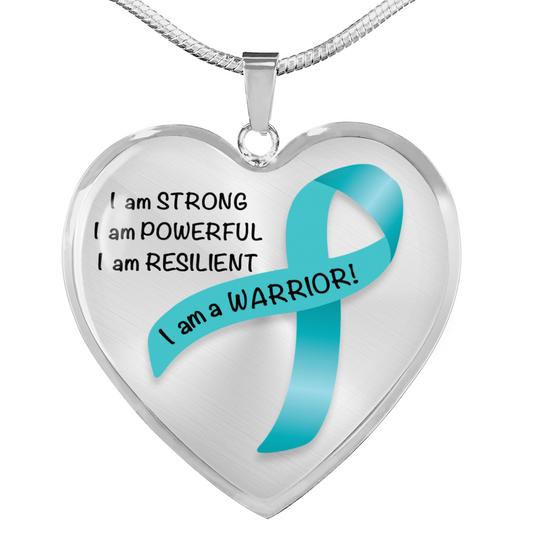 Ovarian Cancer Warrior Heart Pendant Necklace | Gift for Survivor, Fighter, Support